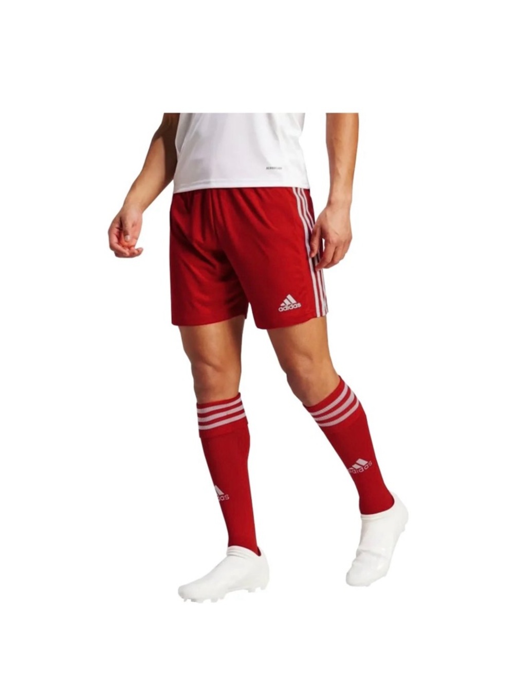 adidas Red 3-Stripes Athletic Shorts